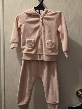 Soft Pink Hooded Two-Piece Toddler Set 12 Months